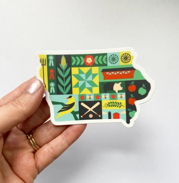 Iowa Quilt Pattern Sticker by Bottlebrush Graphics