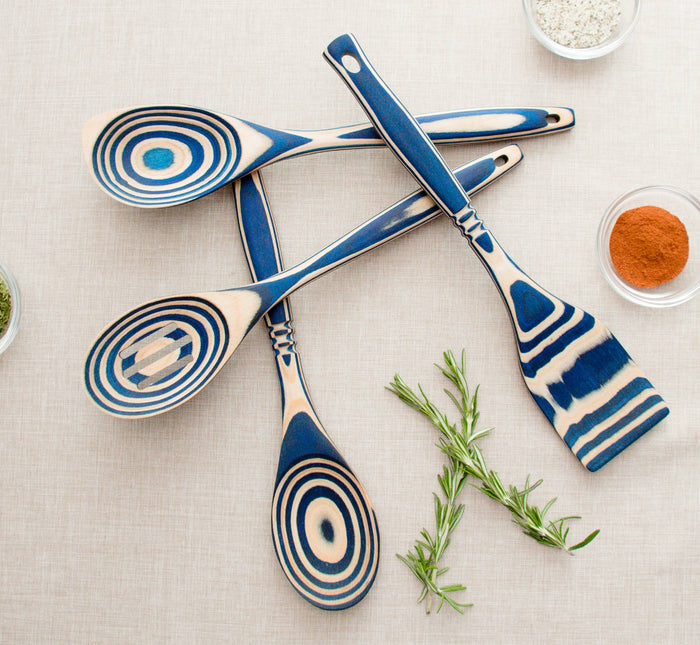Island Bamboo - 12" Blue Pakka Wood Spoon