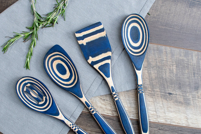 Island Bamboo - 12" Blue Pakka Wood Spoon