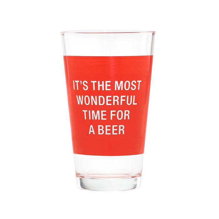 It's The Most Wonderful Time For a Beer - Christmas Holiday Pint Glass