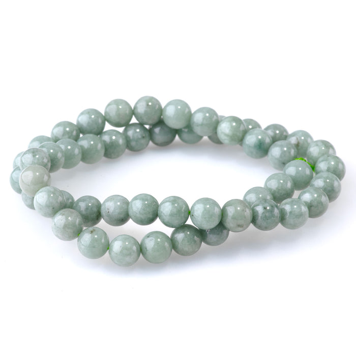 This is a Dakota Stones 8mm Jadite Gemstone strand with A grade round beads in 15-16 inch strand.