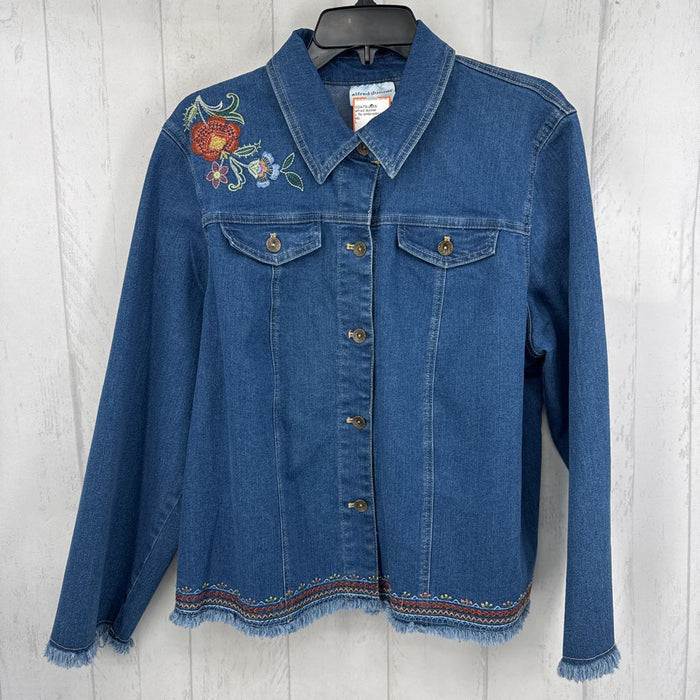 L flo embroidered jean jacket