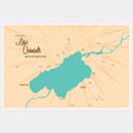 Lake Quinault Washington, Lake Map Art Print