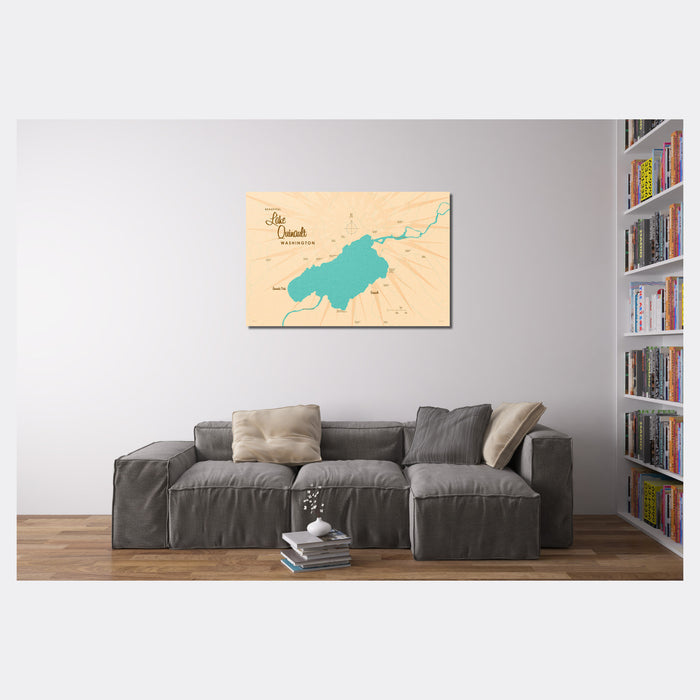 Lake Quinault Washington, Lake Map Canvas Print