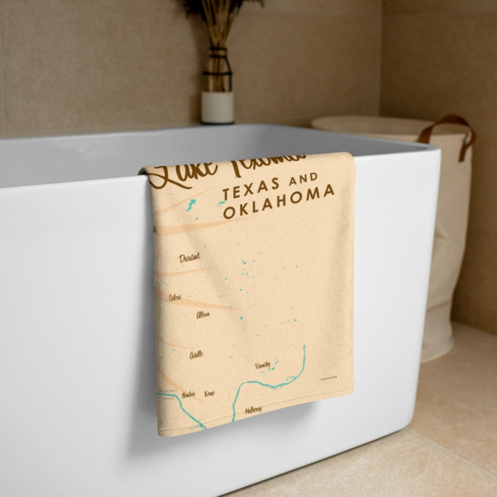 Lake Texoma Texas Oklahoma Map Beach Towel