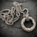 LARGE HAMMERED Ring Pewter NECKLACE made in the USA by Johnnygirl
