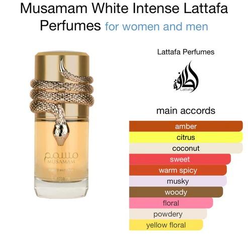Lattafa Perfumes | Musamam White Intense - Unisex Eau de Parfum - 3.4 Oz (100Ml) Amber - Citrus - Coconut Fragrance