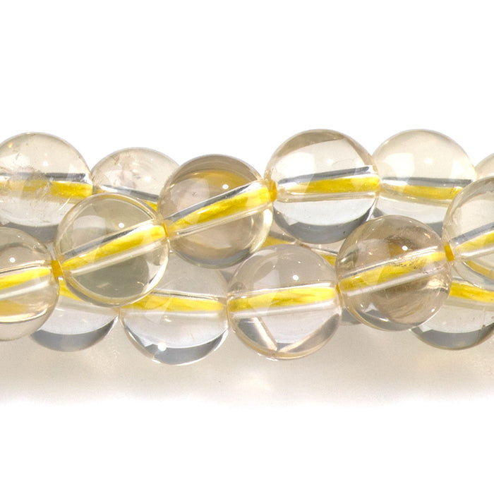 This is a Dakota Stones 6mm Lemon Quartz Gemstone strand with round beads in 15-16 inch strand.
