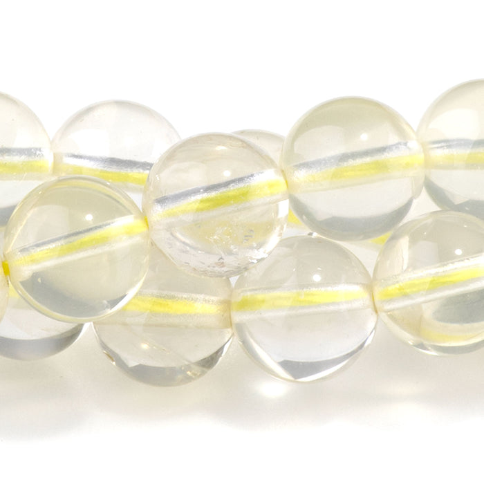 This is a Dakota Stones 8mm Lemon Quartz Gemstone strand with round beads in 15-16 inch strand.