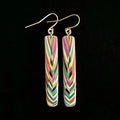 Long Rectangle Composite Featherwood Earrings #1023 by Buzz Coren