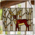 MAJESTIC DEER STAINED GLASS Window Panel 14”x11”