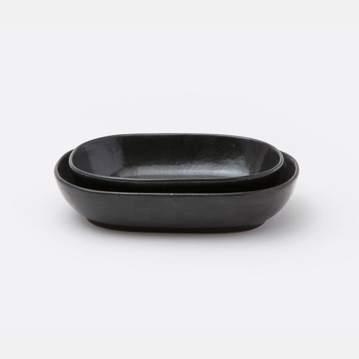 Blue Pheasant Marcus Black Glaze Oblong Serving Bowl Set