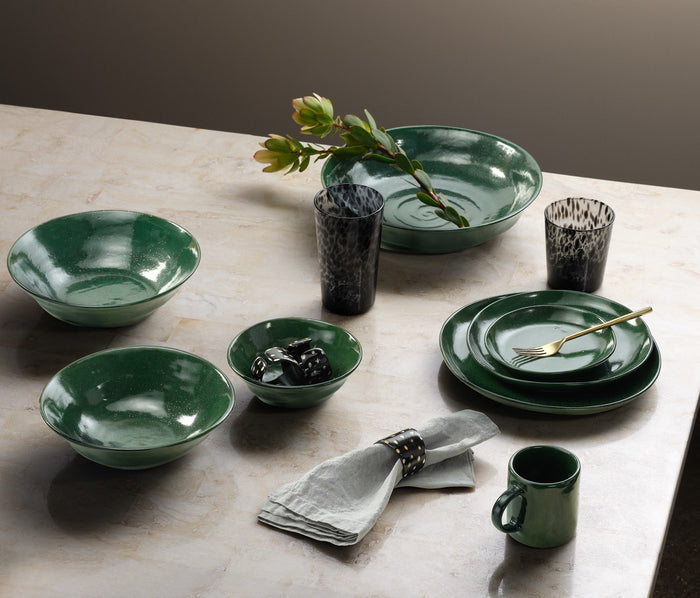 Blue Pheasant Marcus Dark Green Salt Glaze Dinnerware