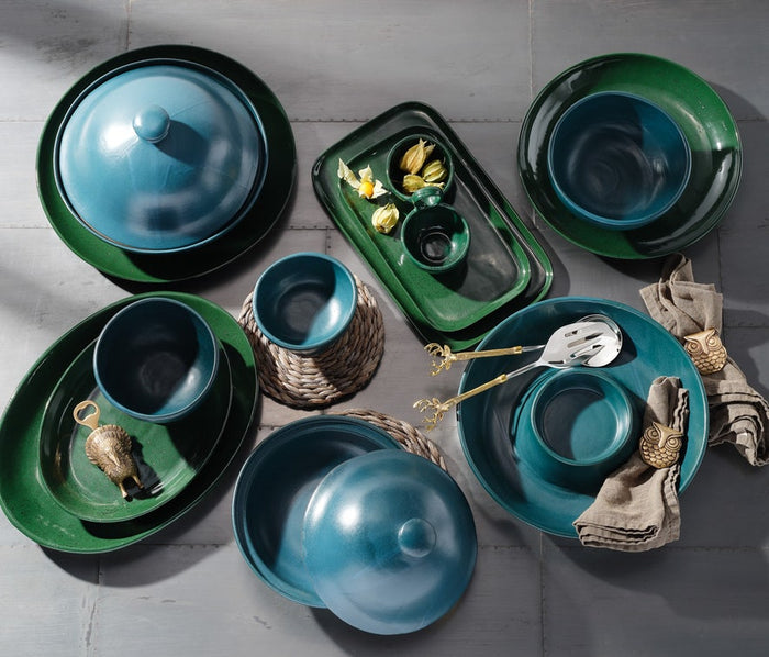 Blue Pheasant Marcus Midnight Teal Cloche Serving Platter