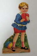 Mechanical Die Cut Valentine Card Little Boy Holding Heart