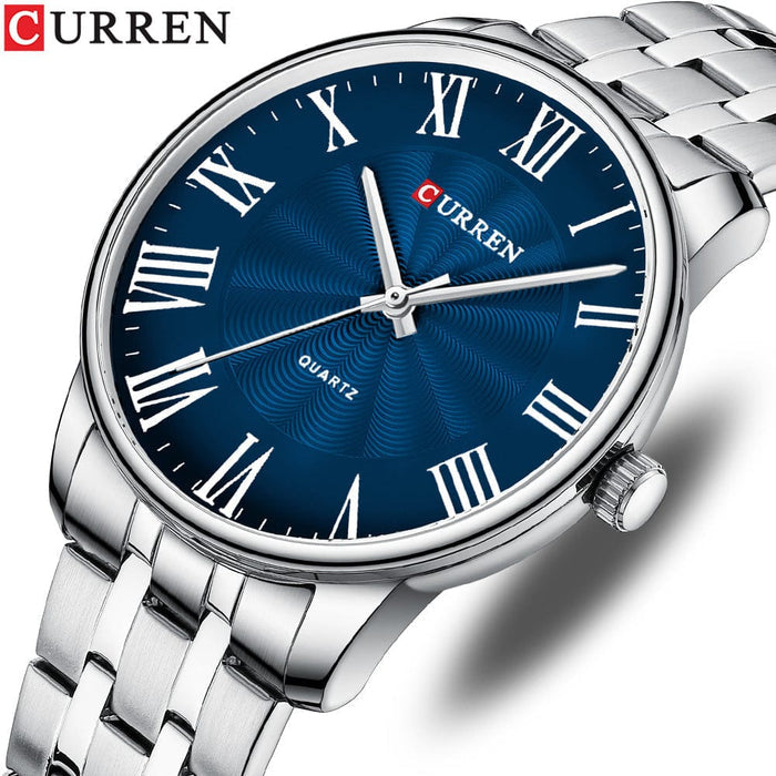 Men's Watch - Curren Business Quartz Steel Band Watch - GiddyGoatStore