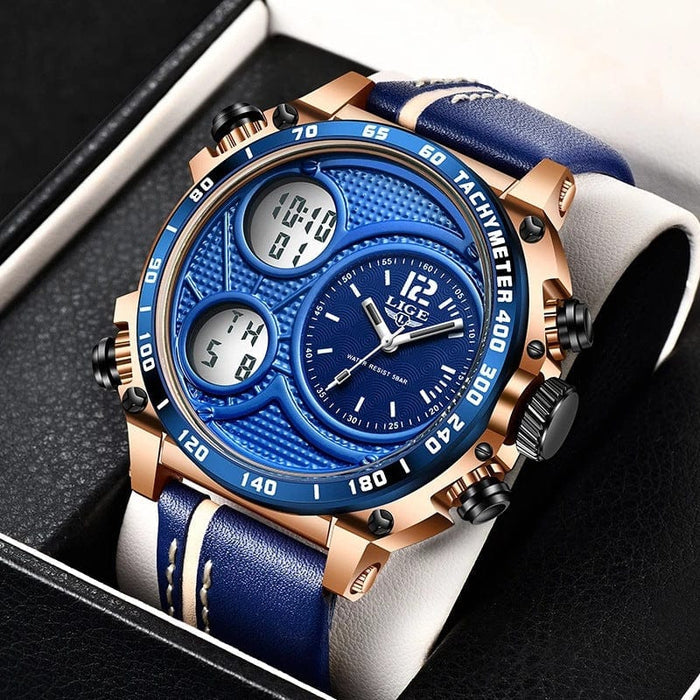 Men's Watch - Lige Electronic Dual Display Multi Function Business Watch - GiddyGoatStore