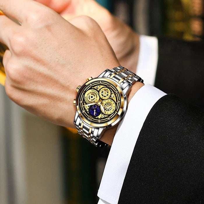 Men's Watch - New Skeleton Concept Multifunctional Waterproof Quartz Watch - GiddyGoatStore