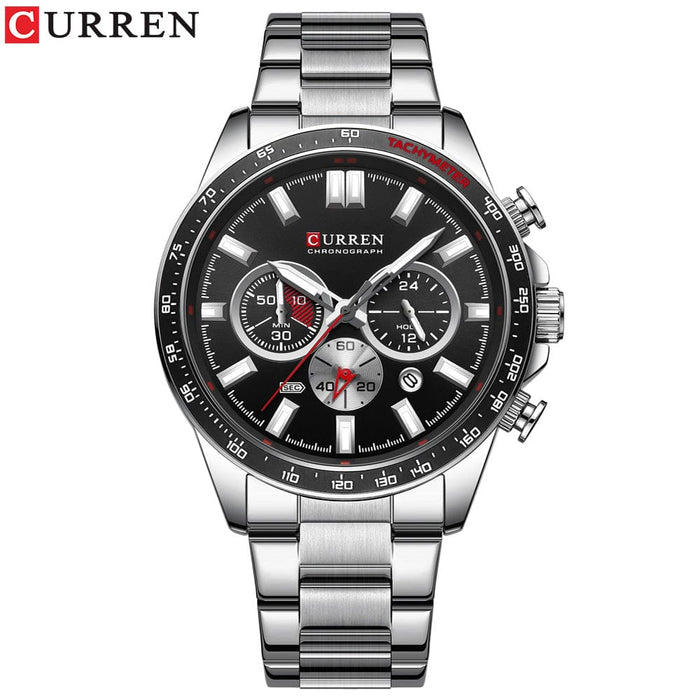 Men's Watch - Six Hands Steel Band Watch Multifunctional Quartz Watch - GiddyGoatStore