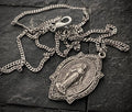 Miraculous Medal Blessed Mother men's Necklace: 20"