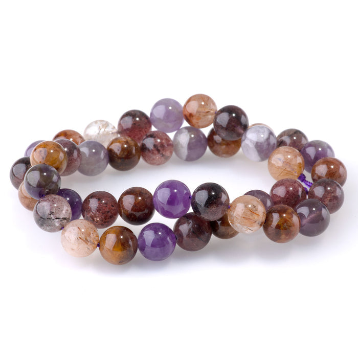 This is a Dakota Stones 10mm Mixed Dark Lepidocrocite Gemstone strand with round beads in 15-16 inch strand.