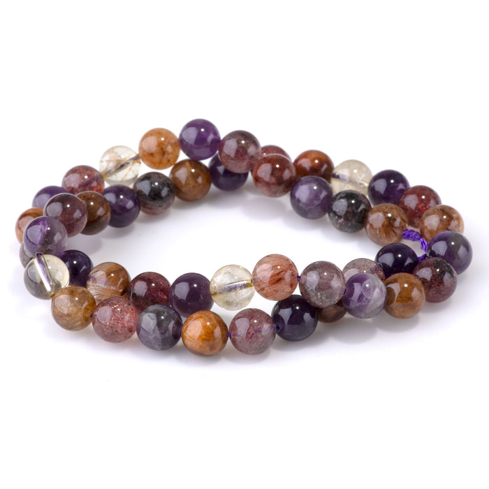 This is a Dakota Stones 8mm Mixed Dark Lepidocrocite Gemstone strand with round beads in 15-16 inch strand.