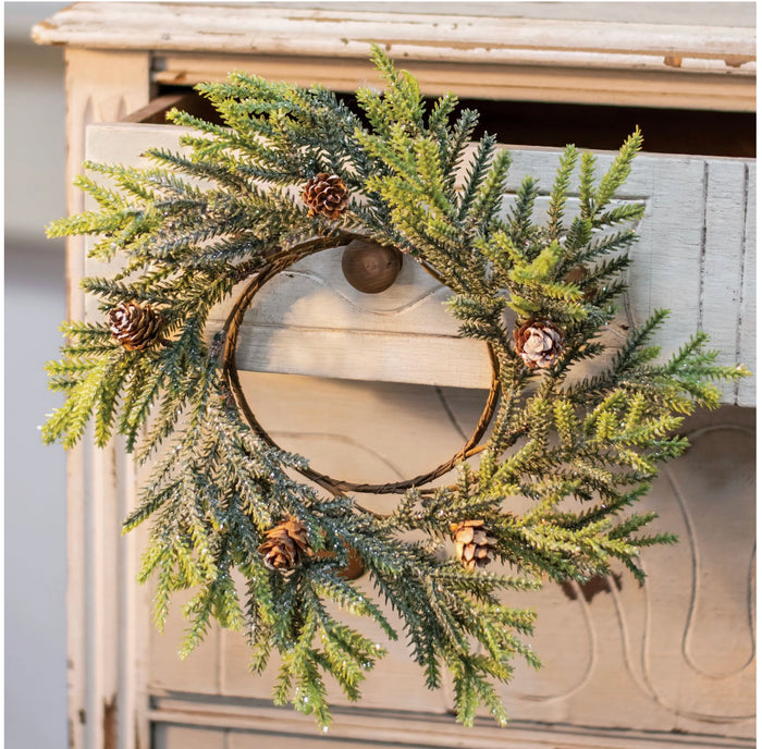 MOUNTAIN PINE WREATH / Candle Ring with Pine Cones 12”