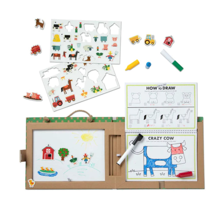 NATURAL PLAY: Play Draw, Create Reusable Drawing and Magnet Kit- FARM by Melissa and Doug