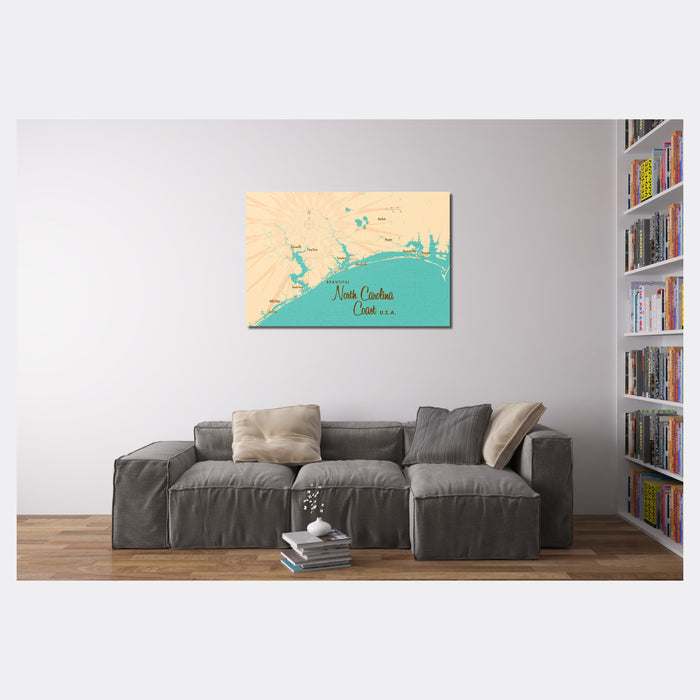 North Carolina Coast North Carolina, Lake Map Canvas Print
