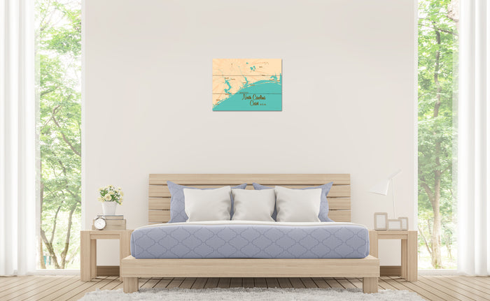 North Carolina Coast North Carolina, Lake Map Wood Sign
