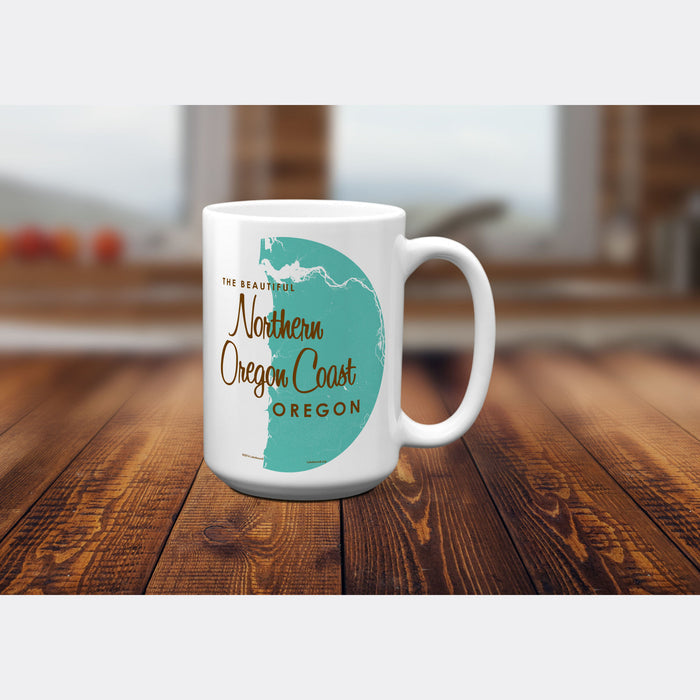 Northern Oregon Coast Oregon, Lake Map Mug (15 oz)