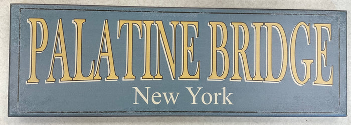 Paint The Town - S153- Teal Sign Gold Letters- PALATINE BRIDGE NEW YORK