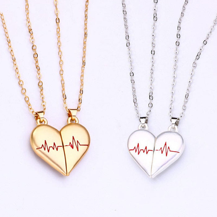 Pair of Magnet Electrocardiogram Love Necklaces - GiddyGoatStore