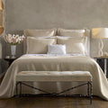 Matouk Perla pre-washed cotton coverlets and shams in almond