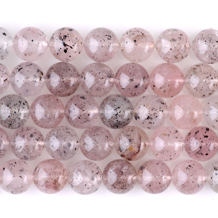 This is a Dakota Stones 10mm Pink Mica Gemstone strand with A grade round beads in 15-16 inch strand.