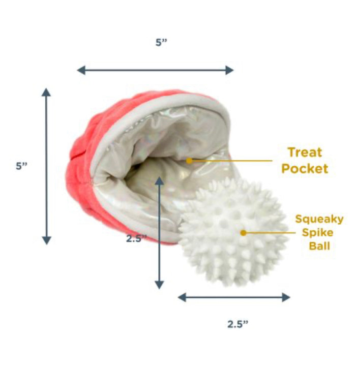 PLUSH OYSTER WITH PEARL 2 in 1 DOG TOY