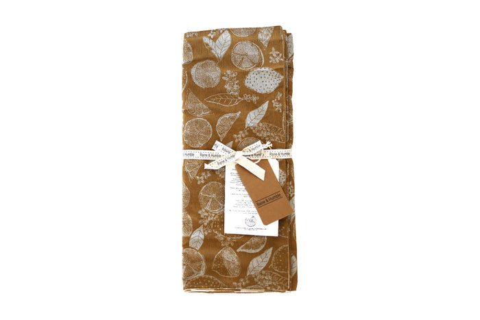 Raine & Humble - Reversible Table runner- Marmalade/ Stripe Yellow