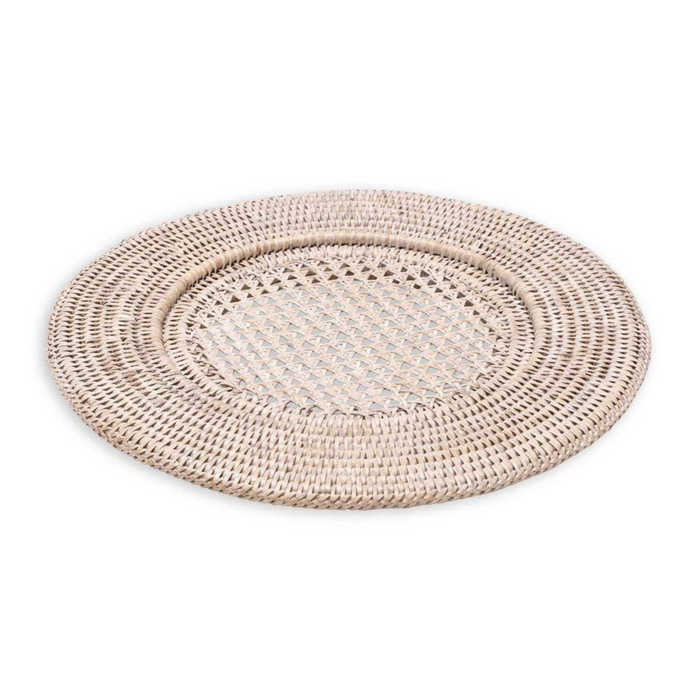 Rattan Round Plate Charger White