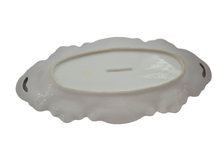 RS Prussia Porcelain Double Handle Tray Early Years Art Nouveau Period Surreal Leaves & Flowers