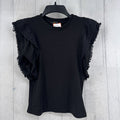 S ribbed eyelet ruffled tank