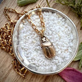 Scarab Beetle Gold Necklace, Minimal Brass Jewelry, Women's 18 inch, JohnnyGirl,