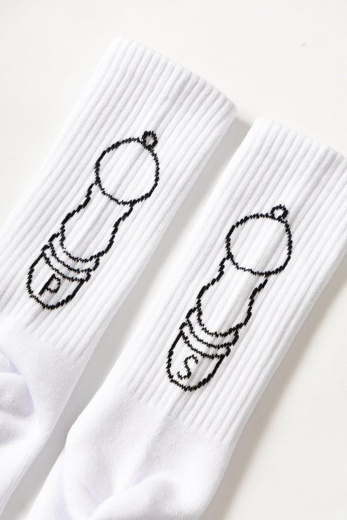 Service Works - Salt + Pepper Socks - White