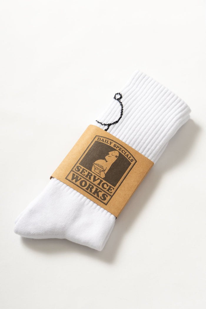 Service Works - Salt + Pepper Socks - White