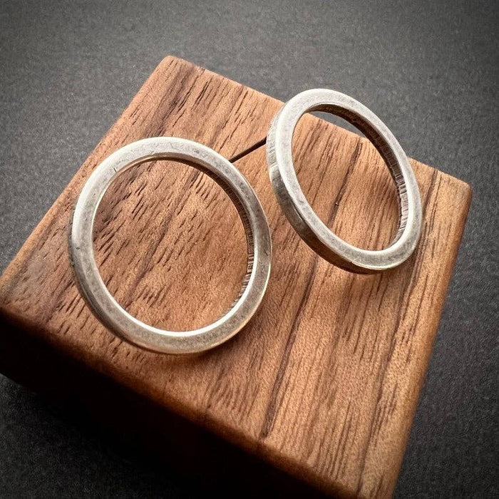 Silver Circle Post Earrings, Hoop, Large Studs, Simple Everyday Jewelry, JohnnyGirl