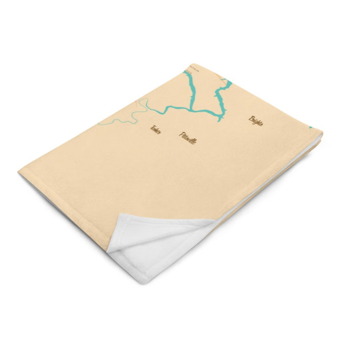 Smith Mountain Lake Virginia Map Throw Blanket