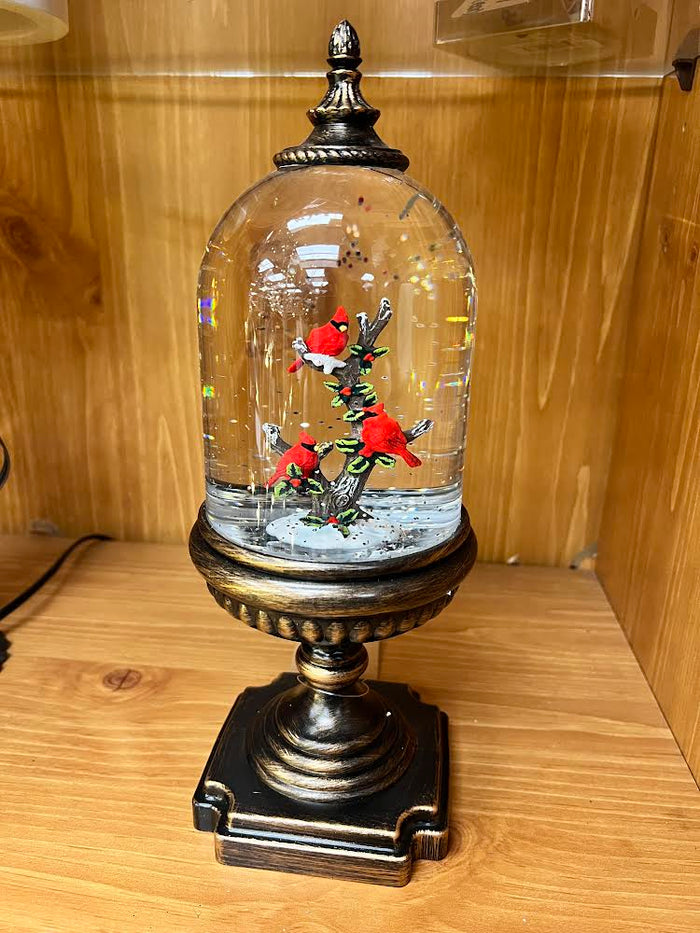 SNOW GLOBE WITH CARDINALS