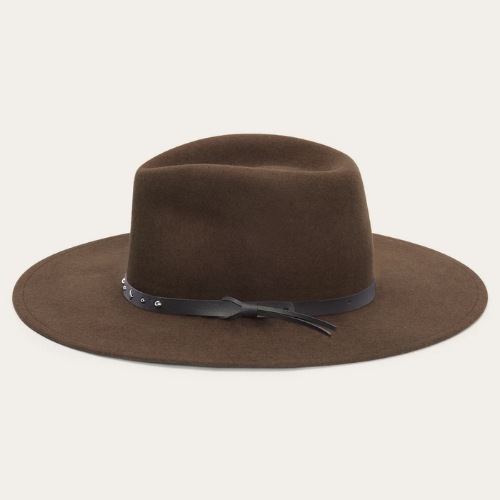 Soft Felt Fedora Flat Brim Design - Brown