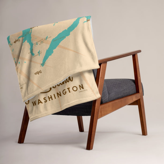 South Puget Sound Washington Map Throw Blanket