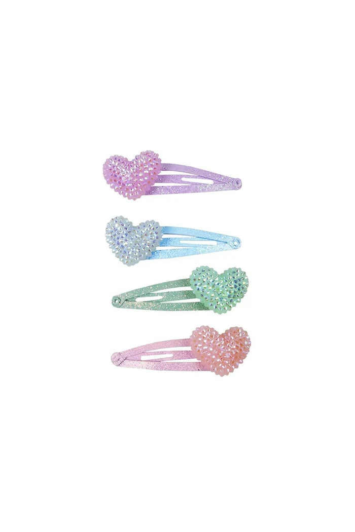 Sparkle Heart Bobble Hair Clips - 4 Pack