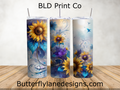 Sunflower & Blue Petals | Whimsical Swirls Art | W990